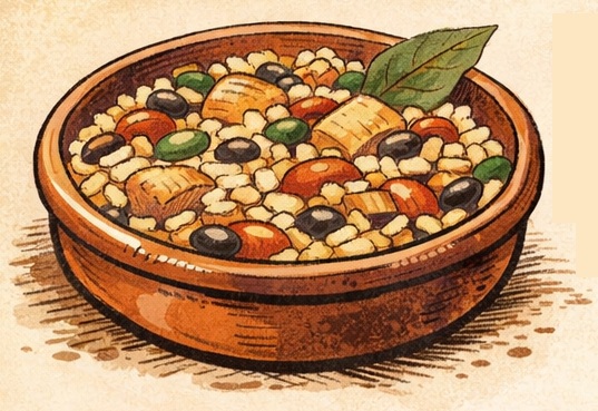 Ilustración de arroz empedrado o empedrado madrileño